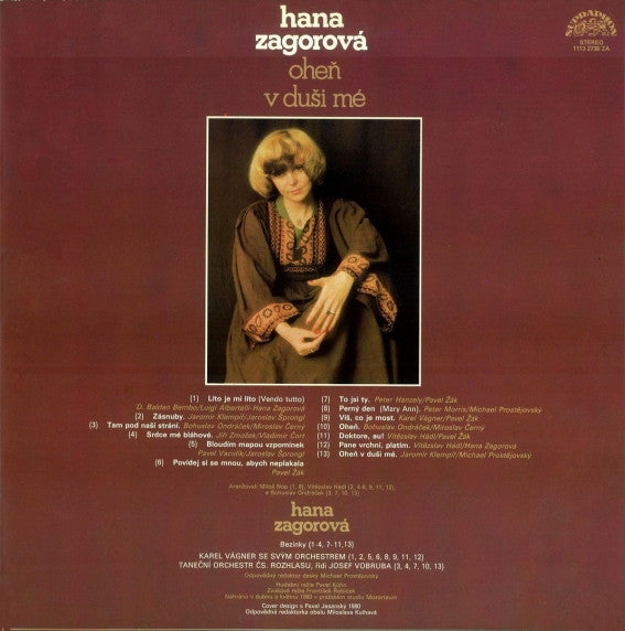 Hana Zagorová : Oheň V Duši Mé (LP, Album)