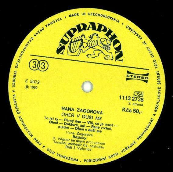 Hana Zagorová : Oheň V Duši Mé (LP, Album)