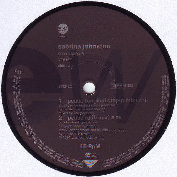 Sabrina Johnston : Peace (12")