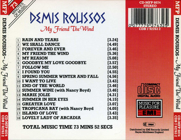 Demis Roussos : My Friend The Wind (CD, Comp)