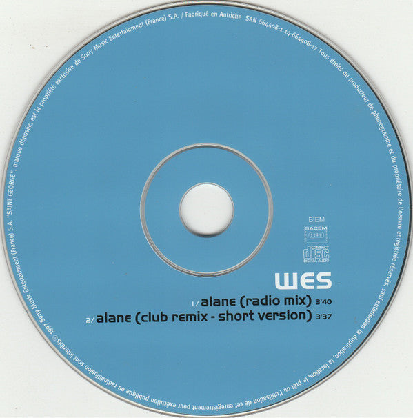 Wes : Alane (CD, Single, Car)