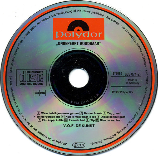 VOF De Kunst : Onbeperkt Houdbaar (CD, Album)