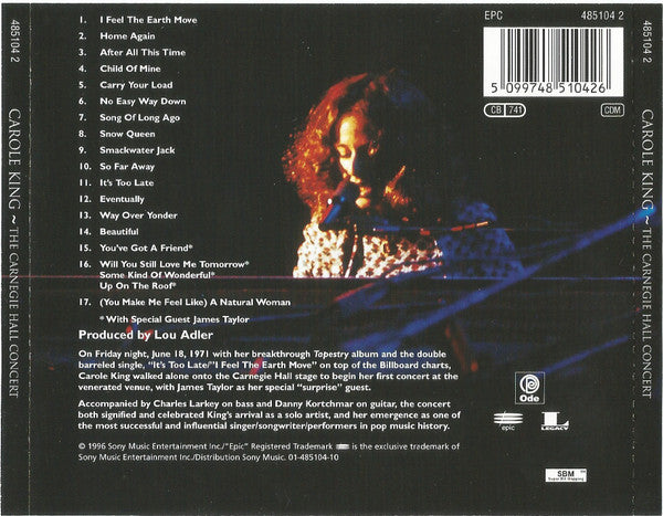 Carole King : The Carnegie Hall Concert (CD, Album)
