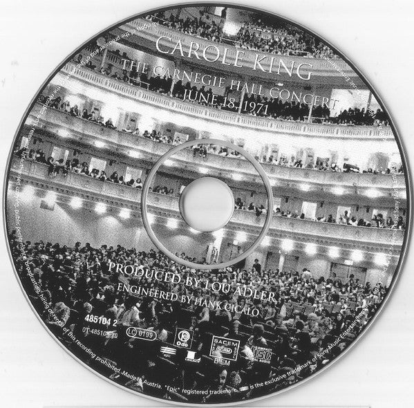 Carole King : The Carnegie Hall Concert (CD, Album)