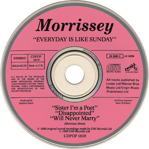 Morrissey : Everyday Is Like Sunday (CD, Single)