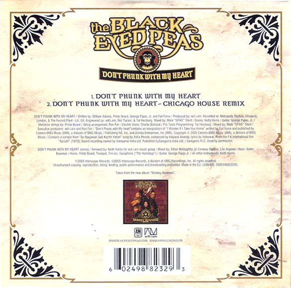 Black Eyed Peas : Don't Phunk With My Heart (CD, Single)