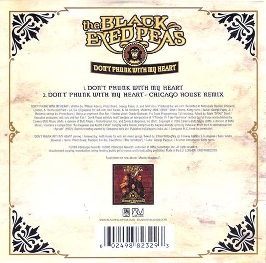 Black Eyed Peas : Don't Phunk With My Heart (CD, Single)