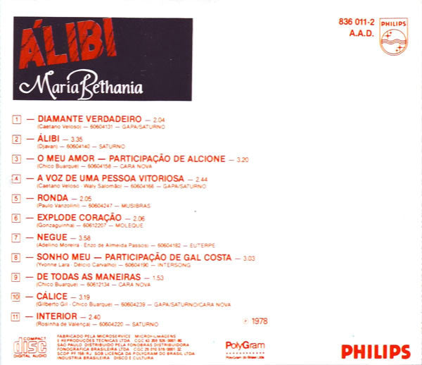Maria Bethânia : Álibi (CD, Album, RE)
