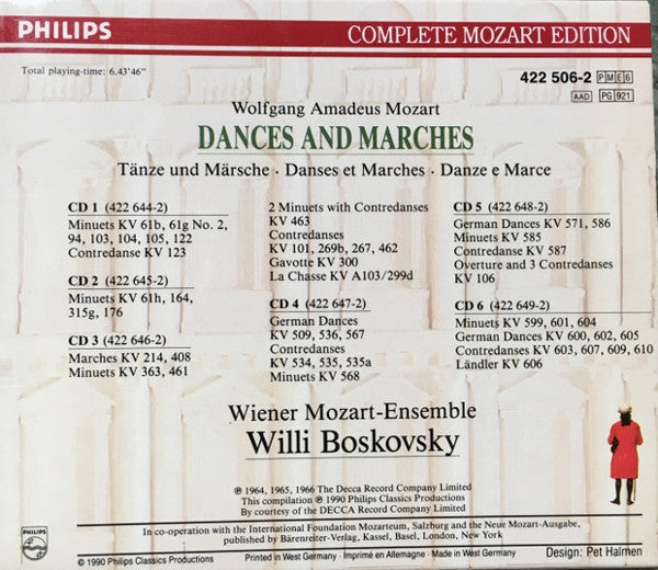 Wolfgang Amadeus Mozart - Wiener Mozart Ensemble, Willi Boskovsky : Dances • Marches (Box, Sli + 6xCD, Comp)