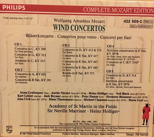 Wolfgang Amadeus Mozart : Wind Concertos (5xCD, Comp)