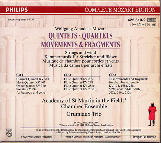 Wolfgang Amadeus Mozart : Quintets, Quartets, Etc. (3xCD, Comp + Box, Sli)