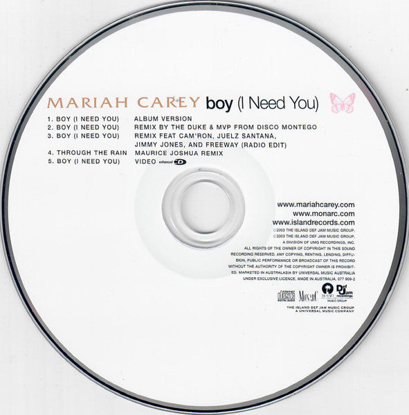Mariah Carey : Boy (I Need You) (CD, Single, Enh)