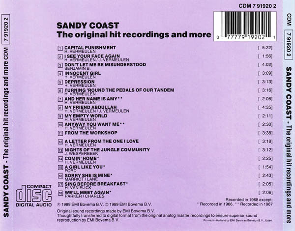 Sandy Coast : The Original Hit Recordings And More (CD, Comp)
