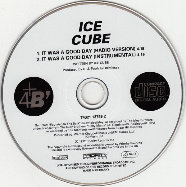 Ice Cube : It Was A Good Day (CD, Single)