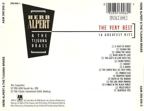 Herb Alpert & The Tijuana Brass : The Very Best - 16 Greatest Hits (CD, Comp)
