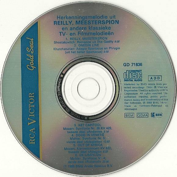 Various : Herkenningsmelodie Uit Reilly, Meesterspion En Andere Klassieke TV - En Filmmelodieën (CD, Album, Comp)
