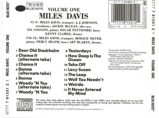 Miles Davis : Volume One (CD, Comp, RE)