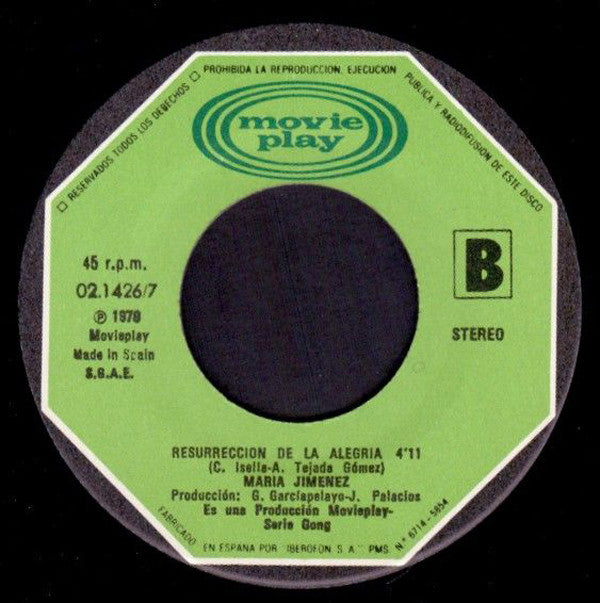 María Jiménez : Si Te Vas (7", Single)