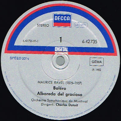 Charles Dutoit, Orchestre Symphonique de Montréal, Maurice Ravel : Bolero / Rapsodie Espagnole • La Valse / Alborada Del Gracioso (LP)