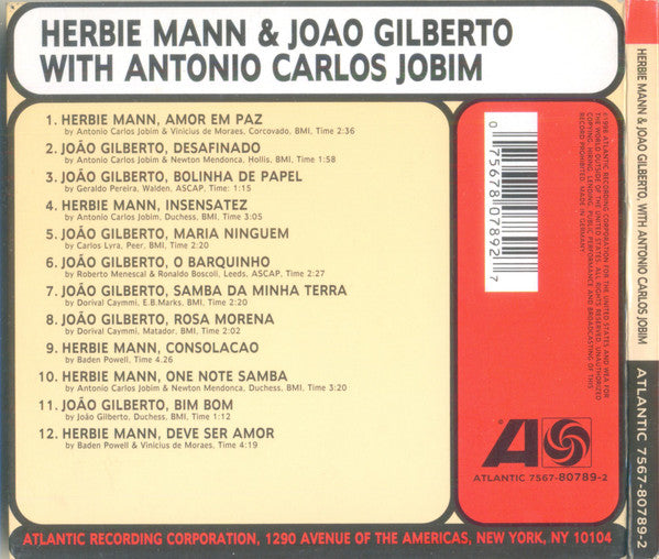 Herbie Mann & João Gilberto With Antonio Carlos Jobim : Herbie Mann & Joao Gilberto With Antonio Carlos Jobim (CD, Comp, RE, RM, Dig)
