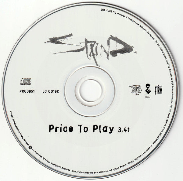 Staind : Price To Play (CD, Single, Promo)