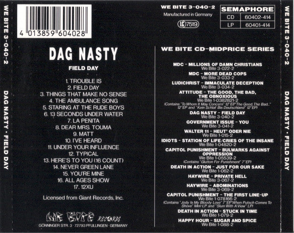 Dag Nasty : Field Day (CD, Album)