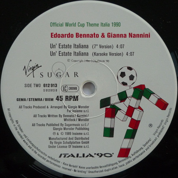 Edoardo Bennato ▪ Gianna Nannini : Un' Estate Italiana (12", Single)