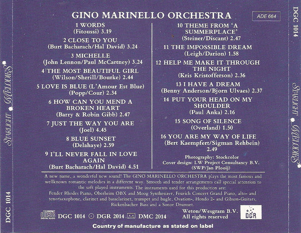 The Gino Marinello Orchestra : Starlight Melodies (CD, Album)