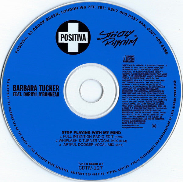 Barbara Tucker Featuring Darryl D'Bonneau : Stop Playing With My Mind (CD, Single)