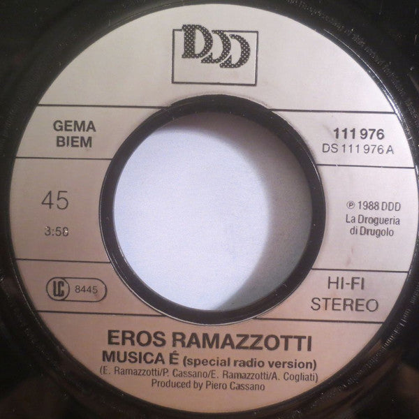 Eros Ramazzotti : Musica È (7", Single, Promo)