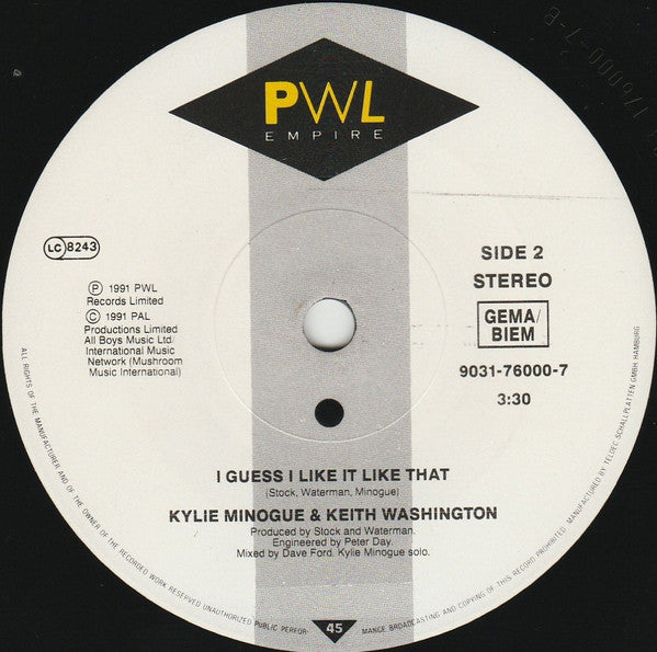 Kylie Minogue & Keith Washington : If You Were With Me Now (7", Single)