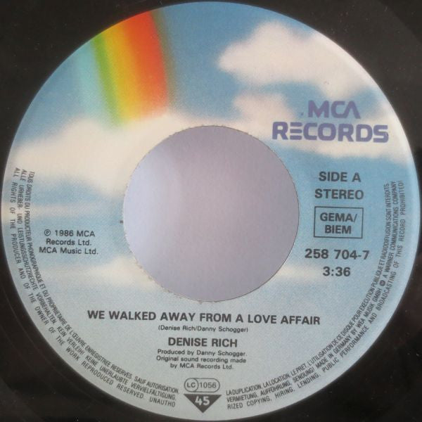 Denise Rich : We Walked Away From A Love Affair (7", Single)