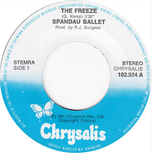 Spandau Ballet : The Freeze (7", Single)
