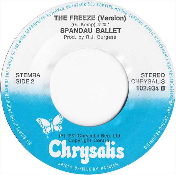 Spandau Ballet : The Freeze (7", Single)