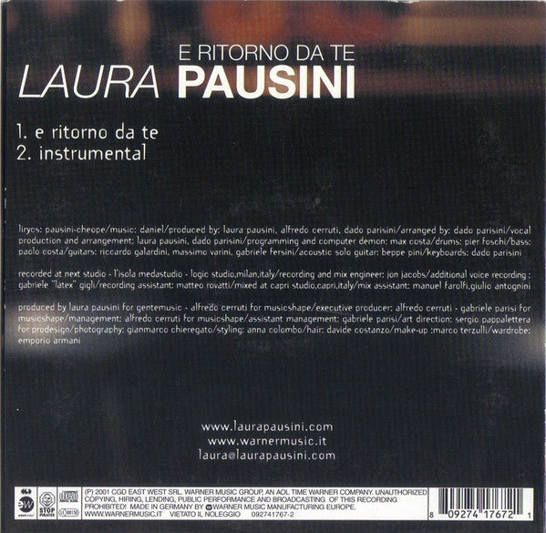 Laura Pausini : E Ritorno Da Te (CD, Single, Car)