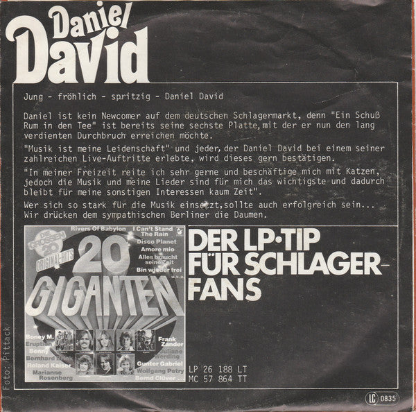 Daniel David (2) : Ein Schuß Rum In Den Tee (7", Single)