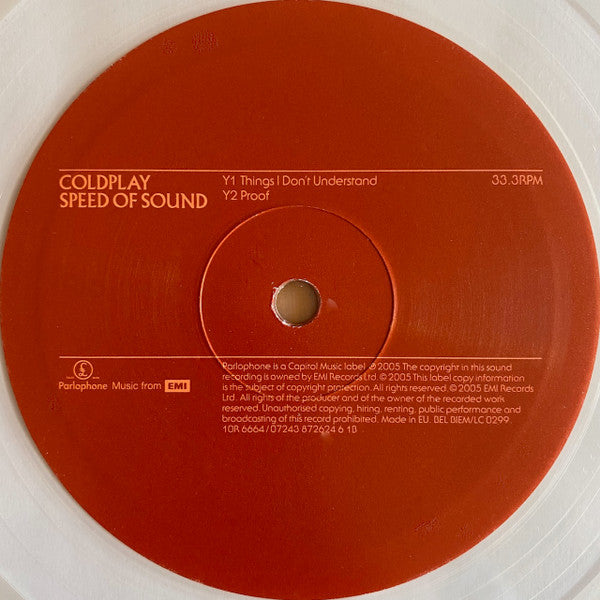 Coldplay : Speed Of Sound (10", Ltd, Cle)