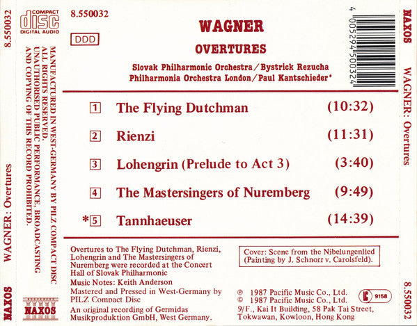 Richard Wagner, Slovak Philharmonic Orchestra, Philharmonia Orchestra, Bystrík Režucha, Paul Kantschieder : Overtures (CD)
