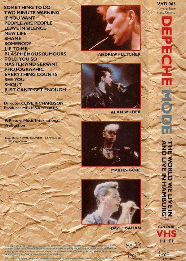 Depeche Mode : 'The World We Live In And Live In Hamburg' (VHS, PAL)