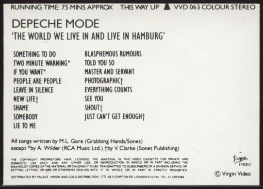 Depeche Mode : 'The World We Live In And Live In Hamburg' (VHS, PAL)