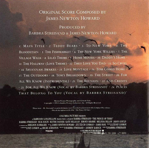 James Newton Howard, Barbra Streisand : The Prince Of Tides - Original Motion Picture Soundtrack (CD, Album)