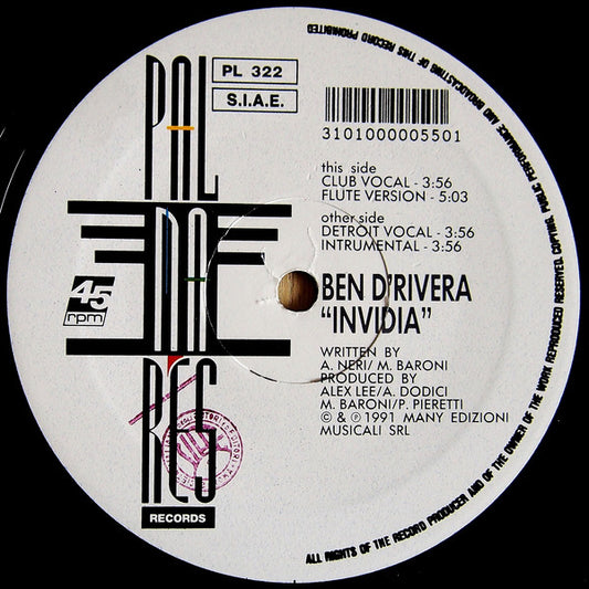 Ben D'Rivera : Invidia (12")