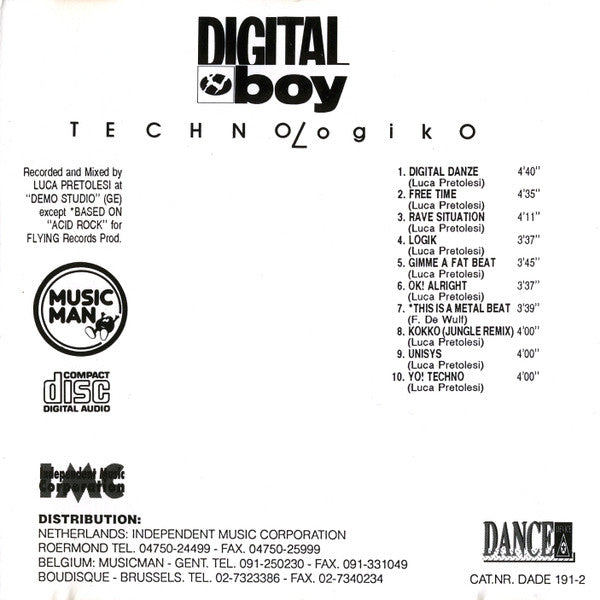 Digital Boy : Technologiko (CD, Album)