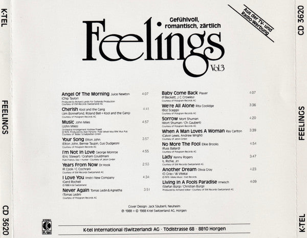 Various : Feelings Gefühlvoll, Romantisch, Zärtlich - Vol.3 (CD, Comp)