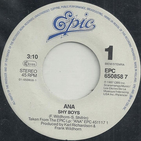 Ana : Shy Boys (7", Single)