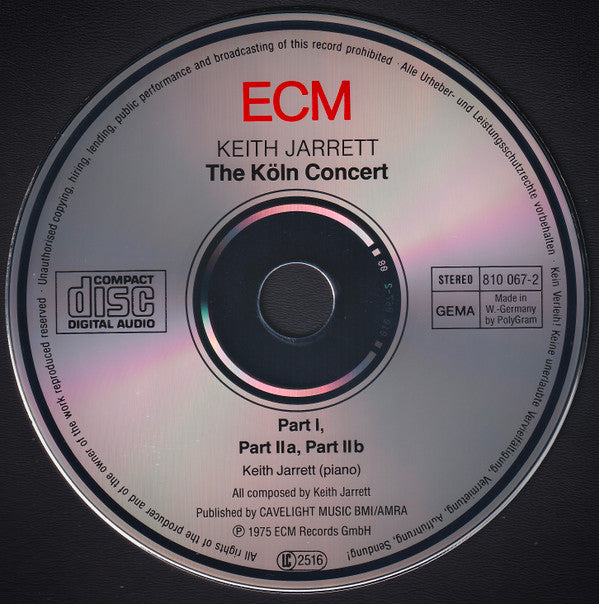 Keith Jarrett : The Köln Concert (CD, Album, RE)
