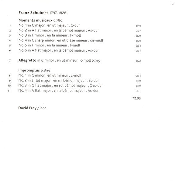 Franz Schubert - David Fray : Moments Musicaux / Impromptus (CD, Album, Enh)