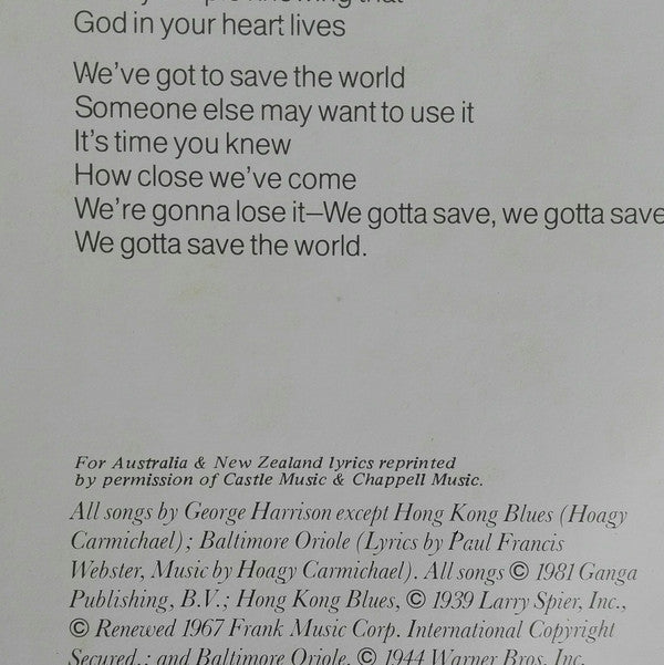 George Harrison : Somewhere In England (LP, Album)