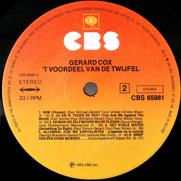 Gerard Cox : 't Voordeel Van De Twijfel (LP, Album)
