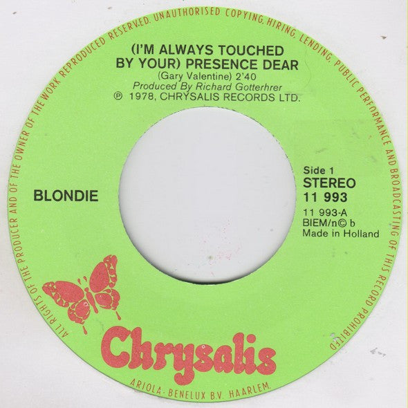 Blondie : I'm Always Touched By Your Presence, Dear (7", Single)
